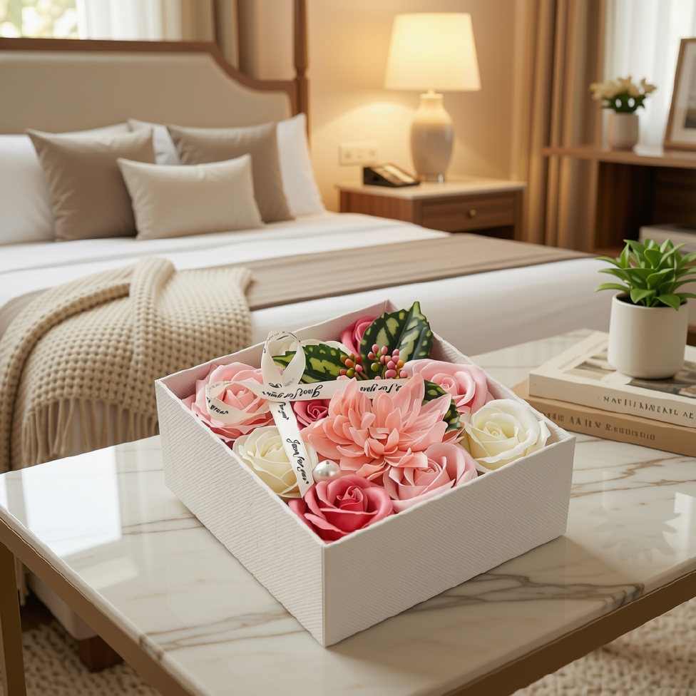 Boîte Cadeau Fleurs Rose,Fleurs de Décoration – image 3