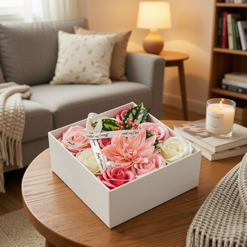Boîte Cadeau Fleurs Rose,Fleurs de Décoration – image 4