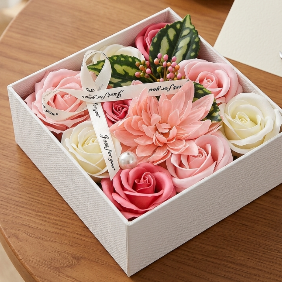 Boîte Cadeau Fleurs Rose,Fleurs de Décoration – image 5