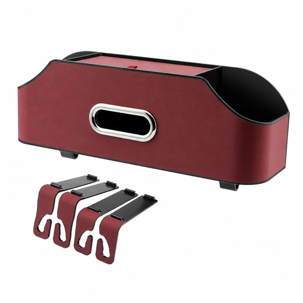 Organisateur de Siège Arrière de Voiture Multifonctionnel avec 2 Porte-Gobelets,Boîte à Mouchoirs et Crochet de Rangement,Accessoires Voiture – image 6