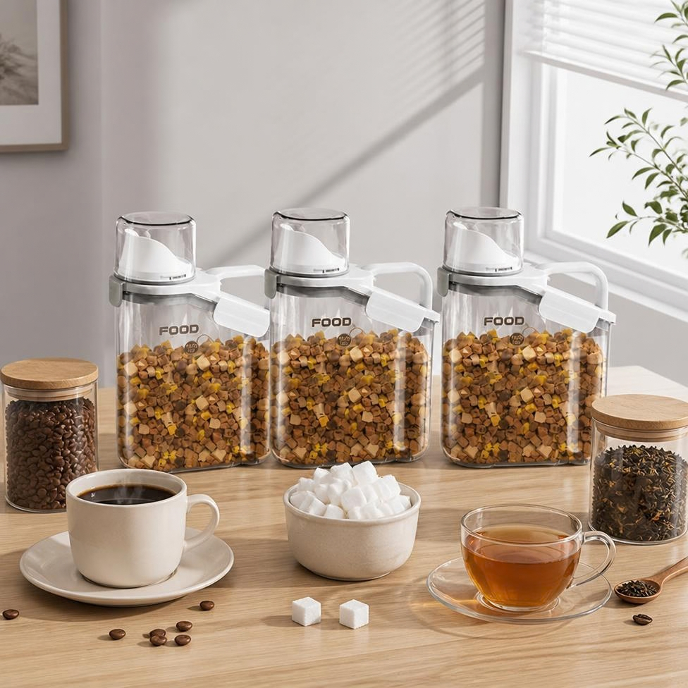 Pot de Conservation de 2000 ml pour Cuisine avec Couvercle Hermétique,pour Céréales,Riz…