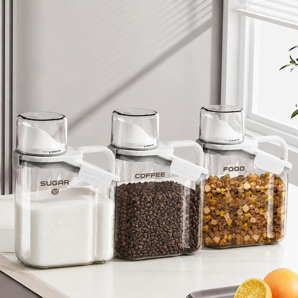 Pot de Conservation de 2000 ml pour Cuisine avec Couvercle Hermétique,pour Céréales,Riz… – image 2