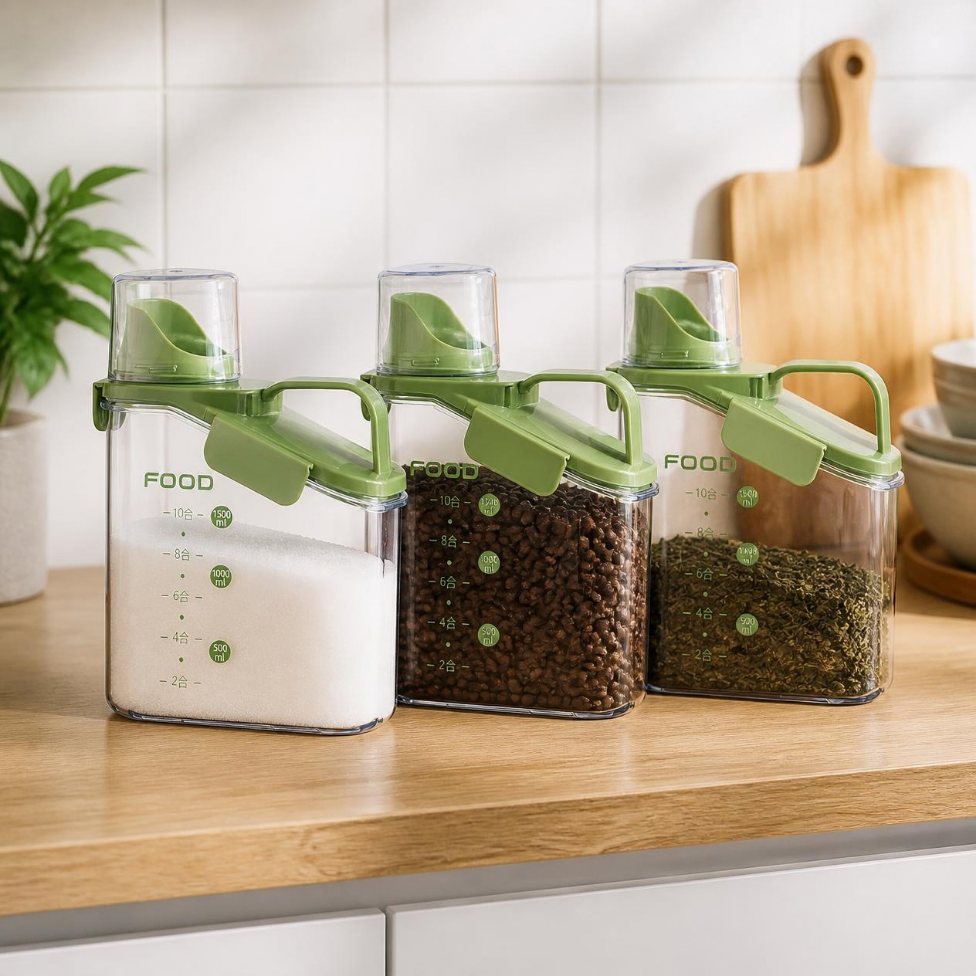 Pot de Stockage Hermétique de Cuisine de Luxe de 1600 ml,Bac à Grains,Riz,Céréales de Haute Qualité