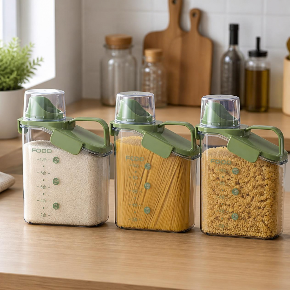 Pot de Stockage Hermétique de Cuisine de Luxe de 1600 ml,Bac à Grains,Riz,Céréales de Haute Qualité – image 2