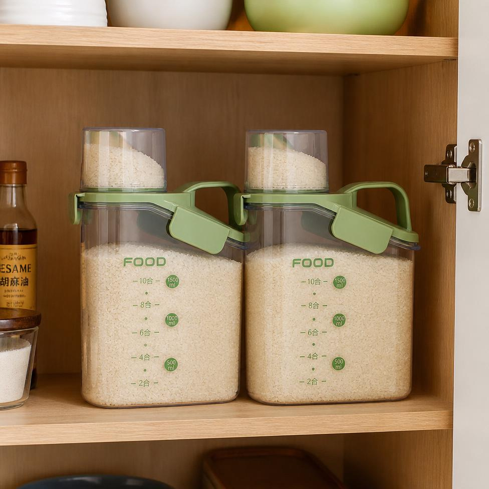 Pot de Stockage Hermétique de Cuisine de Luxe de 1600 ml,Bac à Grains,Riz,Céréales de Haute Qualité – image 3