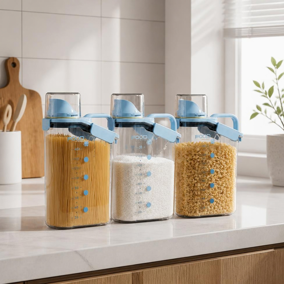 Pot de Stockage Hermétique de Cuisine de Luxe de 2800 ml,Bac à Grains,Riz,Céréales de Haute Qualité