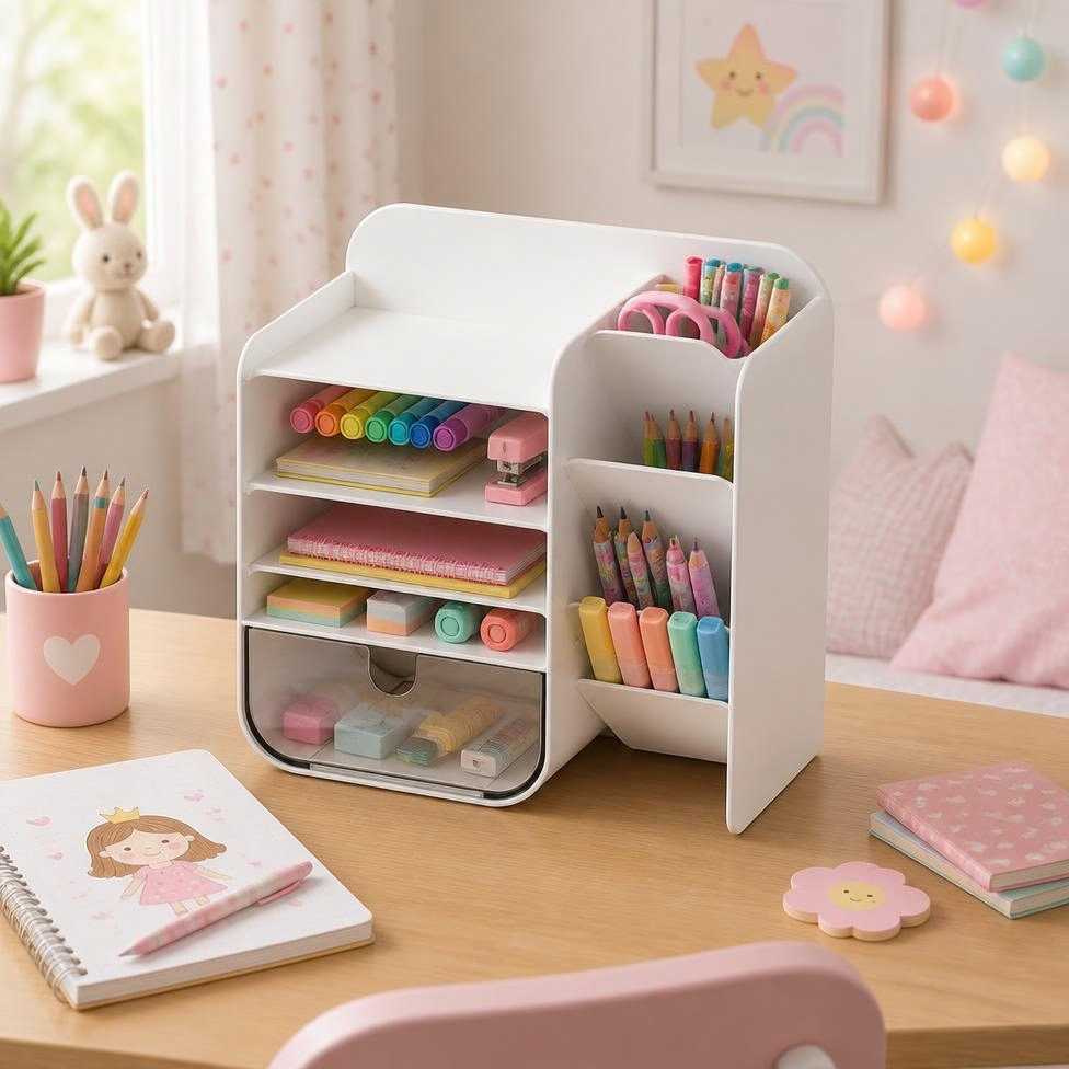 Boîte de Rangement Multifonctionnelle,Porte-Stylos,Conteneur,Fournitures Scolaire
