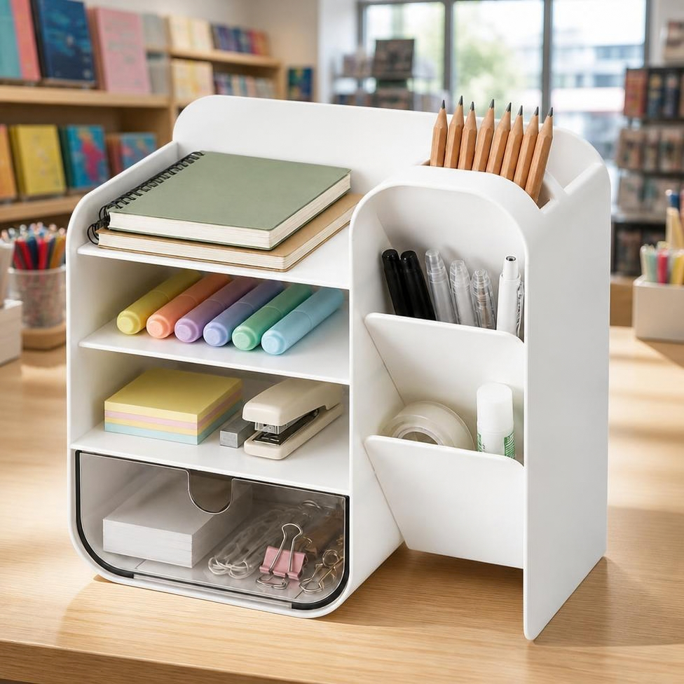 Boîte de Rangement Multifonctionnelle,Porte-Stylos,Conteneur,Fournitures Scolaire – image 3