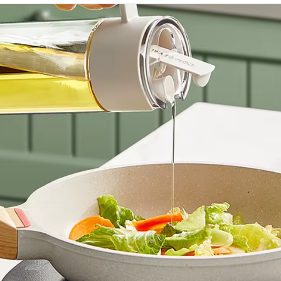 Distributeur d'Huile en Verre Grande Capacité 550ml,Bouteille d'Huile d'Olive en Verre pour la Cuisine – image 2