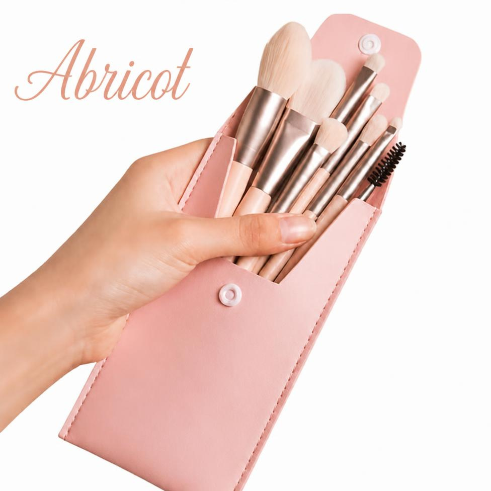 Lot de 8 Pinceaux de Maquillage de Voyage,Haute Qualité,avec Pochette en PU
