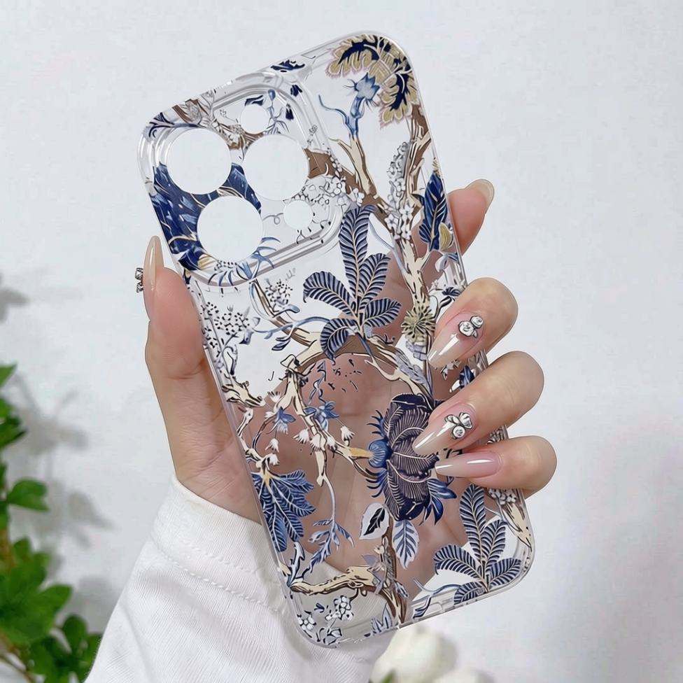 Coque de Téléphone Mobile de Luxe pour Iphone, Antichoc, avec Impression Fleurie Effet Encre Spatiale pour Iphone 17 pro max,Iphone 17 air,Iphone17 pro,Iphone 17 – image 2