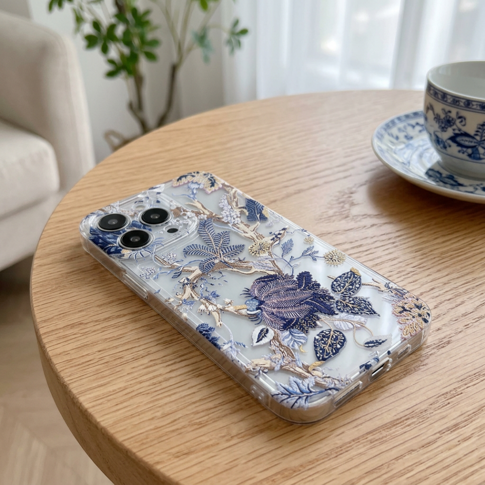 Coque de Téléphone Mobile de Luxe pour Iphone, Antichoc, avec Impression Fleurie Effet Encre Spatiale pour Iphone 17 pro max,Iphone 17 air,Iphone17 pro,Iphone 17 – image 3