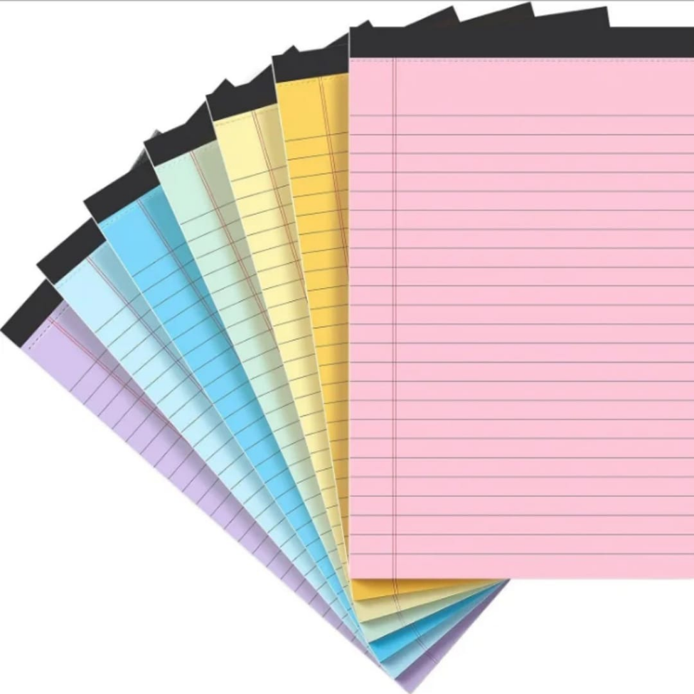 Bloc-Notes Détachable Grand Format 30 Feuilles,Plusieurs Couleurs, Bloc-Notes Double Face