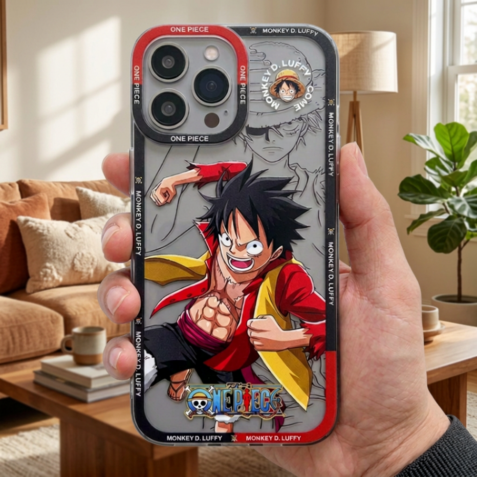 Coque de Téléphone Portable,Motif Luffy Mignon et Dessin Animé, Imperméable et Souple en TPU