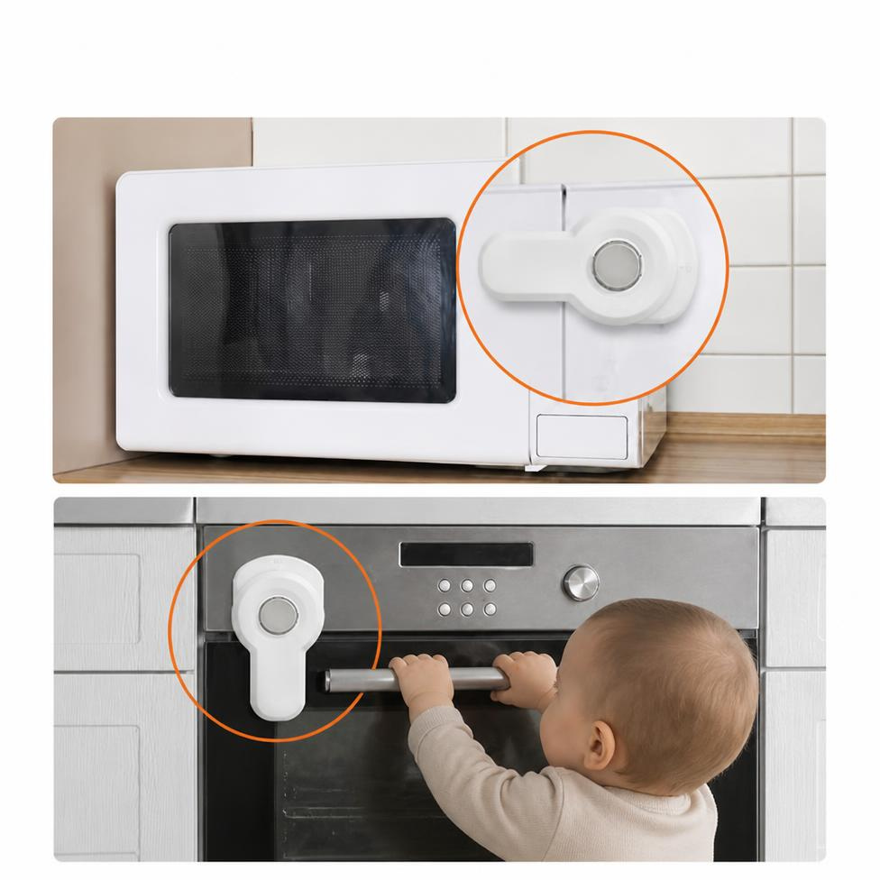 Lot de 3 Verrous de Sécurité pour Four, Réfrigérateur, Armoire de Cuisine, Appareils, Loquets de Protection pour Armoire, Protection et Sécurité pour Enfant et Bébé