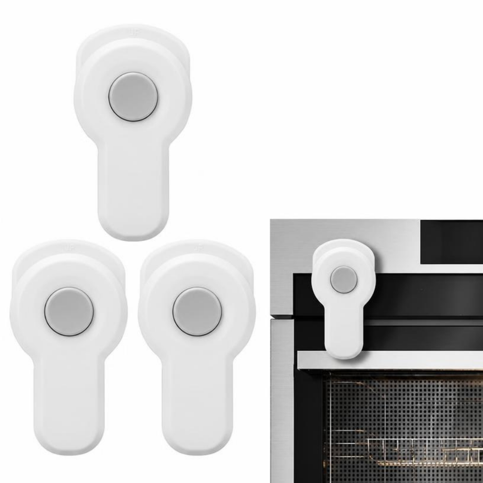 Lot de 3 Verrous de Sécurité pour Four, Réfrigérateur, Armoire de Cuisine, Appareils, Loquets de Protection pour Armoire, Protection et Sécurité pour Enfant et Bébé – image 5