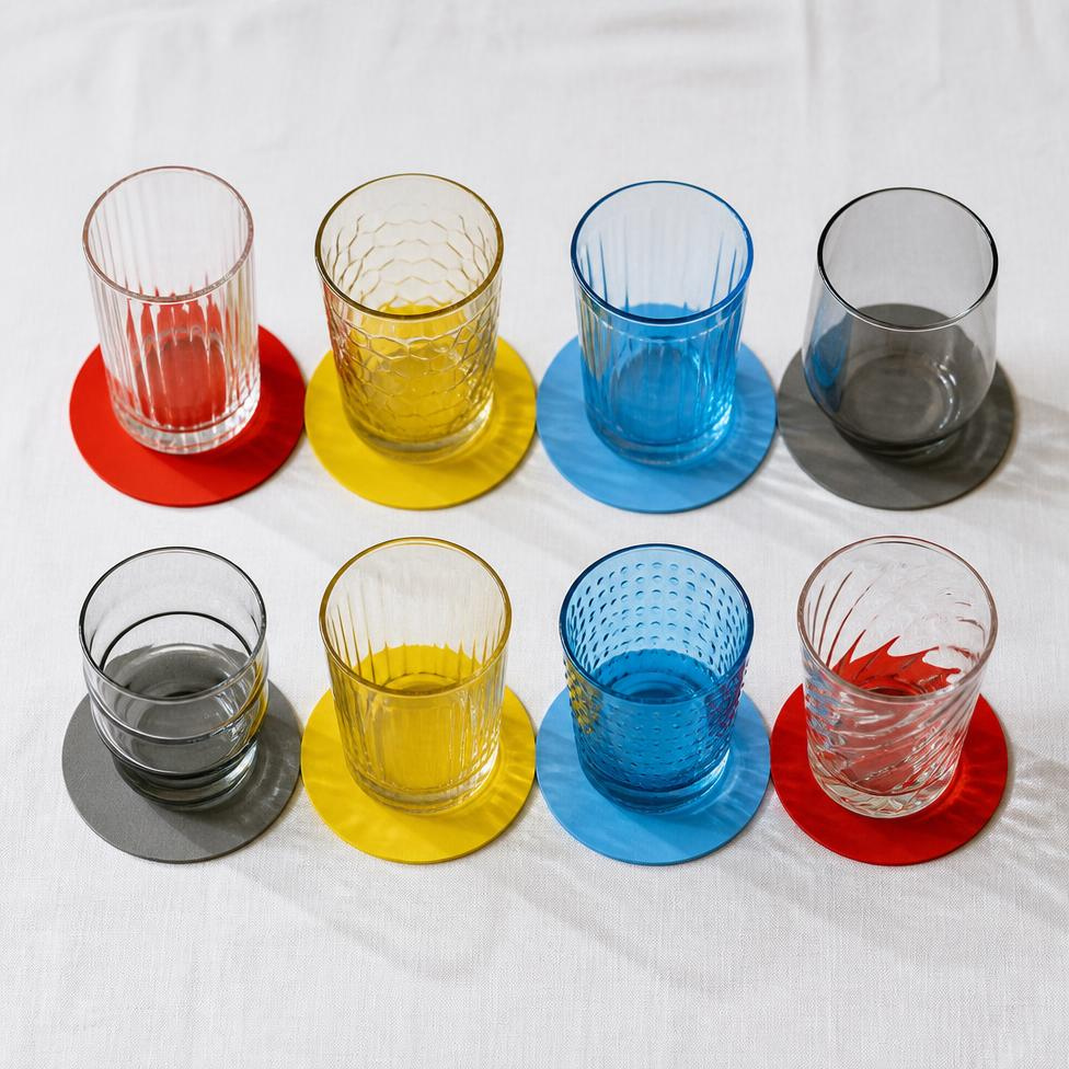 Lot de 4 Sous-Verre Rond en Silicone pour Tasse à Boisson
