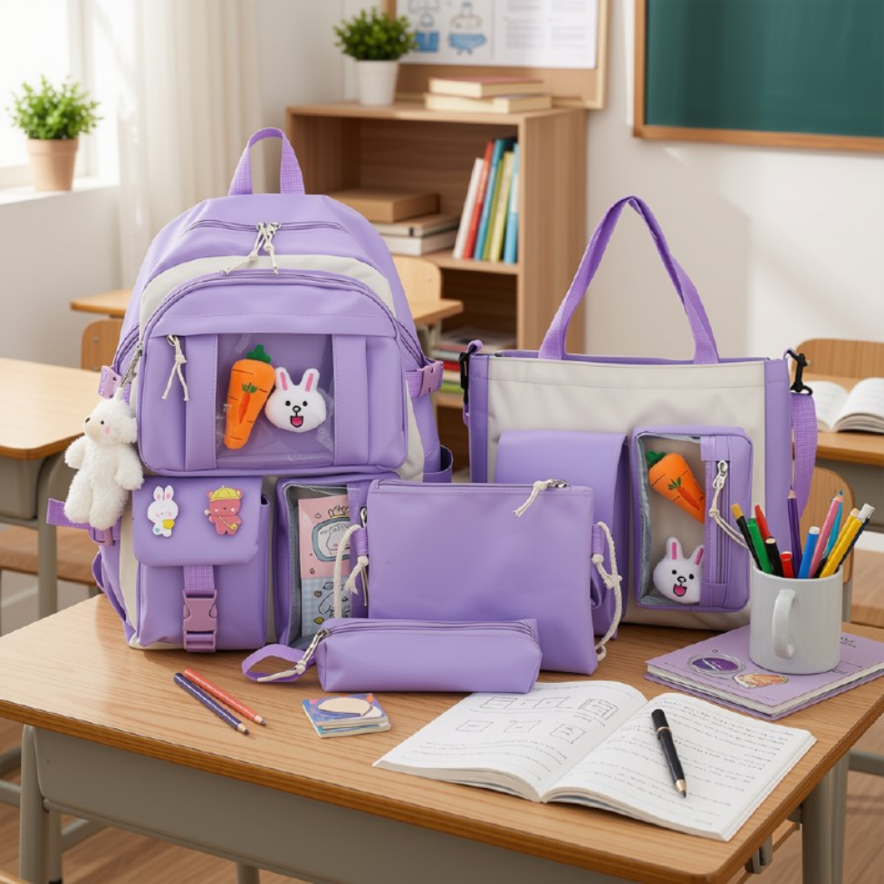 Sac d'École pour Filles, Ensemble de Sacs pour Filles,Sac à Dos Scolaire Imperméable Tendance pour Enfants, Adolescents et Étudiants,