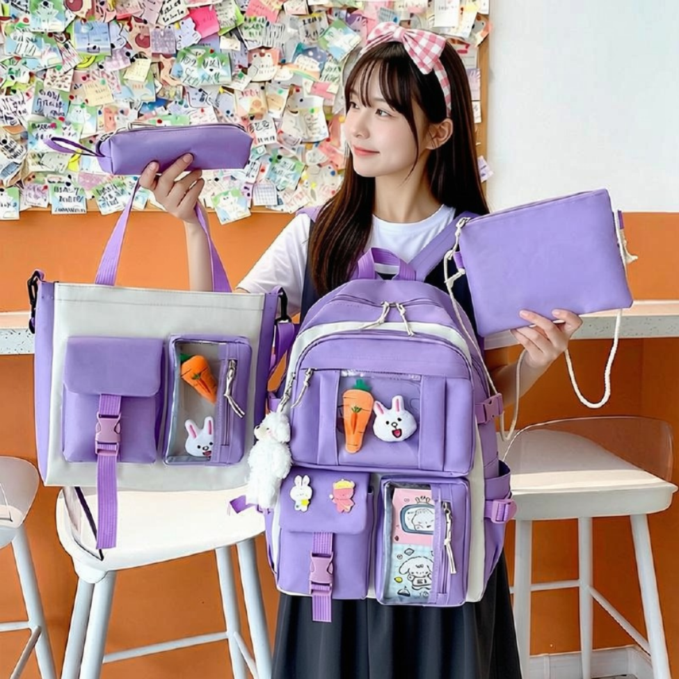 Sac d'École pour Filles, Ensemble de Sacs pour Filles,Sac à Dos Scolaire Imperméable Tendance pour Enfants, Adolescents et Étudiants, – image 2