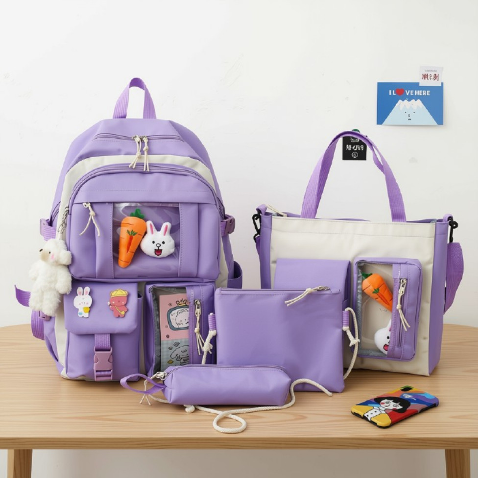Sac d'École pour Filles, Ensemble de Sacs pour Filles,Sac à Dos Scolaire Imperméable Tendance pour Enfants, Adolescents et Étudiants, – image 3
