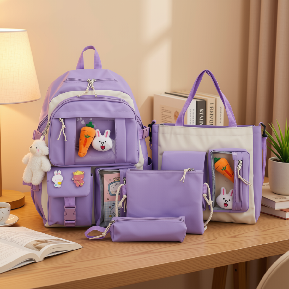 Sac d'École pour Filles, Ensemble de Sacs pour Filles,Sac à Dos Scolaire Imperméable Tendance pour Enfants, Adolescents et Étudiants, – image 5