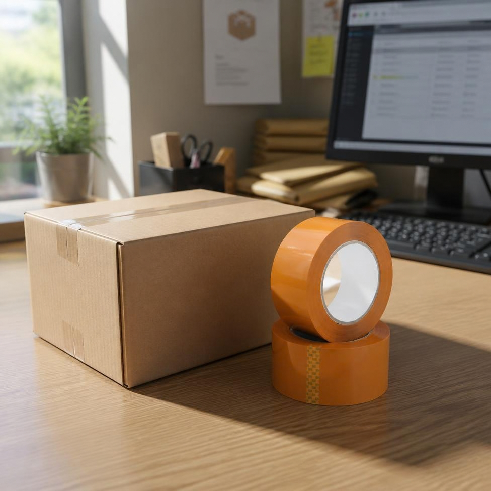 Lot de 2 Rouleaux de Ruban Adhésif Jaune pour Emballage,Scotch d'Emballage Carton – image 4