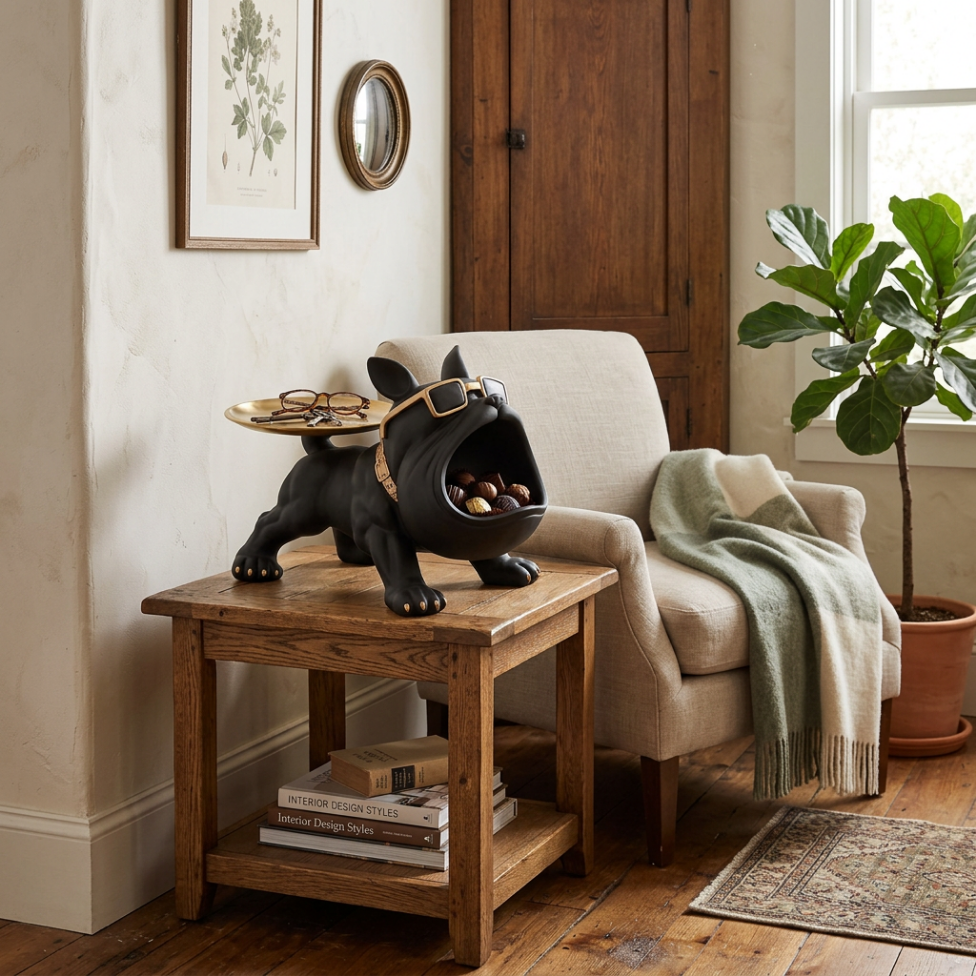 Sculpture de Bouledogue, Figurine,Peint à la Main,Décoration Maison – image 2