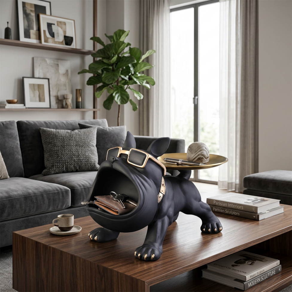 Sculpture de Bouledogue, Figurine,Peint à la Main,Décoration Maison – image 3