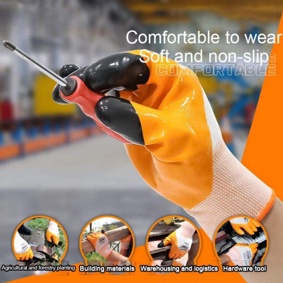 Gants en Caoutchouc Enduits Denitrile Sandy, Gants de Chantier,Résistants aux Coupures, Gants de Jardin – image 5