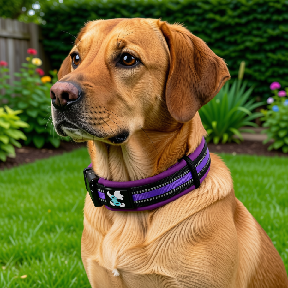 Collier pour Chien Réglable,Confortable, Rembourré en Néoprène,Réfléchissant, en Nylon et Coton