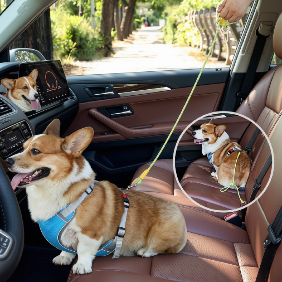 Laisse de Sécurité pour Animaux de Compagnie de Luxe pour Voiture,Écologique et Résistante,Corde Durable, Design Réfléchissant – image 5