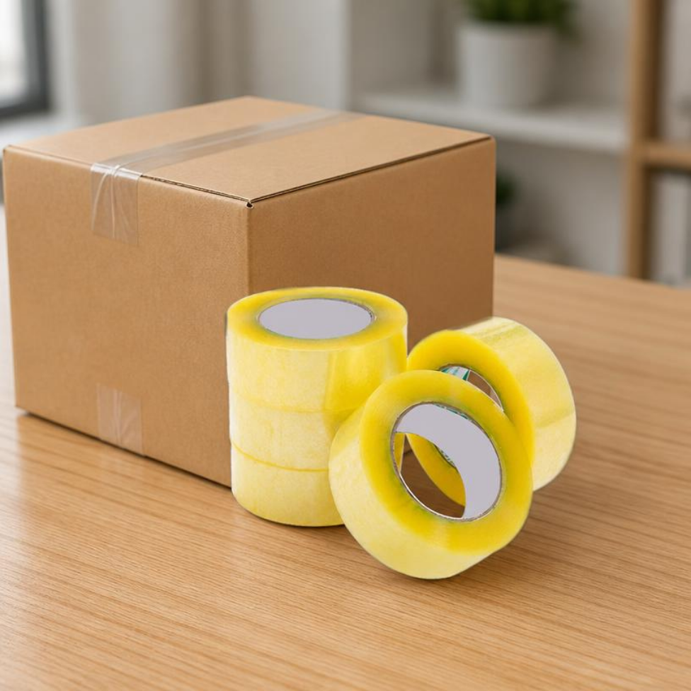 Lot de 2 Rubans Adhésifs Jaune 45mm*150m, Ruban d'Étanchéité Imperméable, Ruban d'Emballage pour Cartons,Scotch l'Emballage – image 3