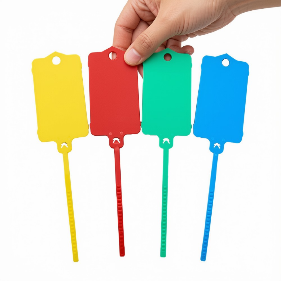 Lot de 10 Étiquettes en Plastique Imperméables Vierges, Étiquettes d'Expédition, Réutilisables, Inscriptibles avec Attache Zippée pour Étiquetage de Bagage