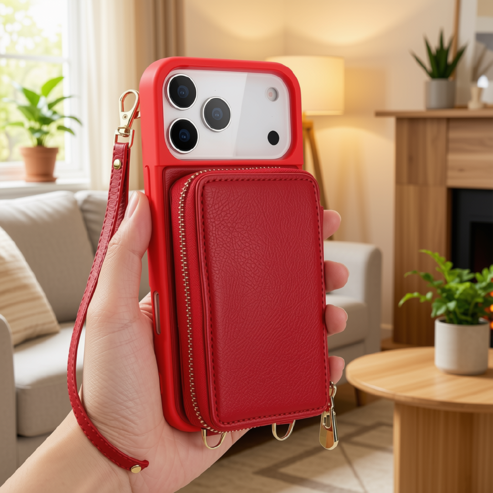 Coque de Téléphone Tendance Multifonctionnel en Cuir avec Pochette Compatible pour Iphone 16 pro max