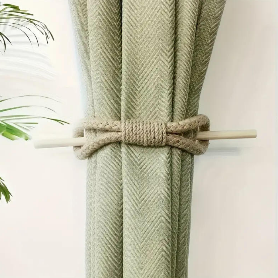 Crochet à Rideaux en Bois avec Corde en Coton Épaisse,Décoration Maison – image 6