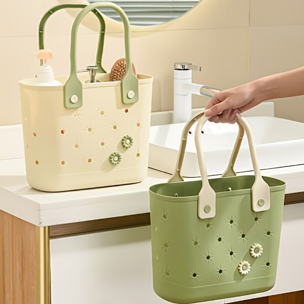 Panier de Rangement Simple en Plastique, Vintage, Carré, Multi-Usage, pour Salle de Bain, Maison – image 2
