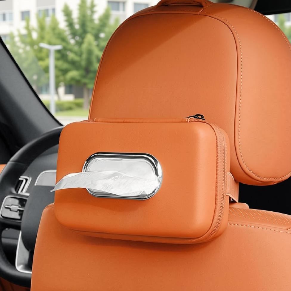 Porte-Serviettes Rectangulaire en Cuir PU, Boîte à Mouchoirs Rectangulaire pour Siège Arrière de Voiture, Porte-Mouchoirs pour Voiture