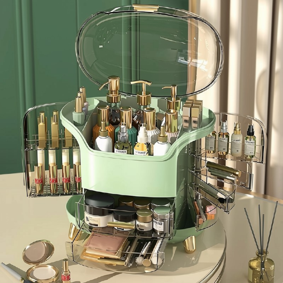 Coffret de Rangement Cosmétique Grande Capacité avec Tiroirs et Couvercle, Organisateur de Maquillage et de Soins de la Peau – image 3
