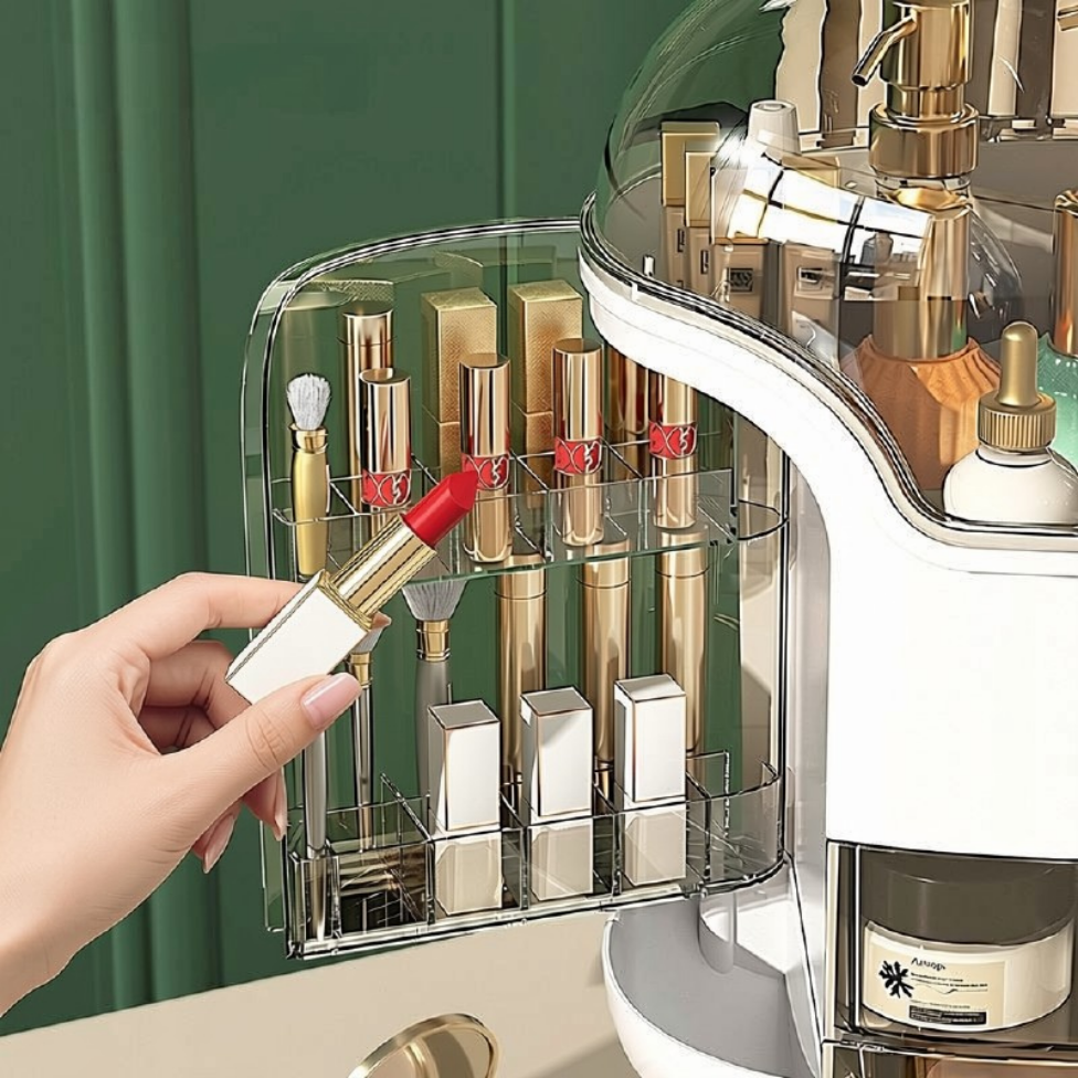 Coffret de Rangement Cosmétique Grande Capacité avec Tiroirs et Couvercle, Organisateur de Maquillage et de Soins de la Peau – image 4