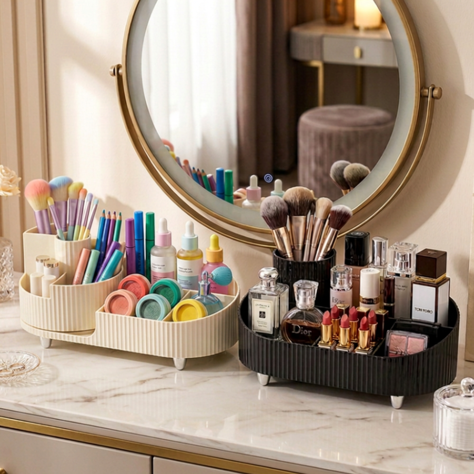 Boîte de Rangement Cosmétique,Organisateur de Brosse de Maquillage Rotative,Plateau pour Produits Cosmétiques – image 2