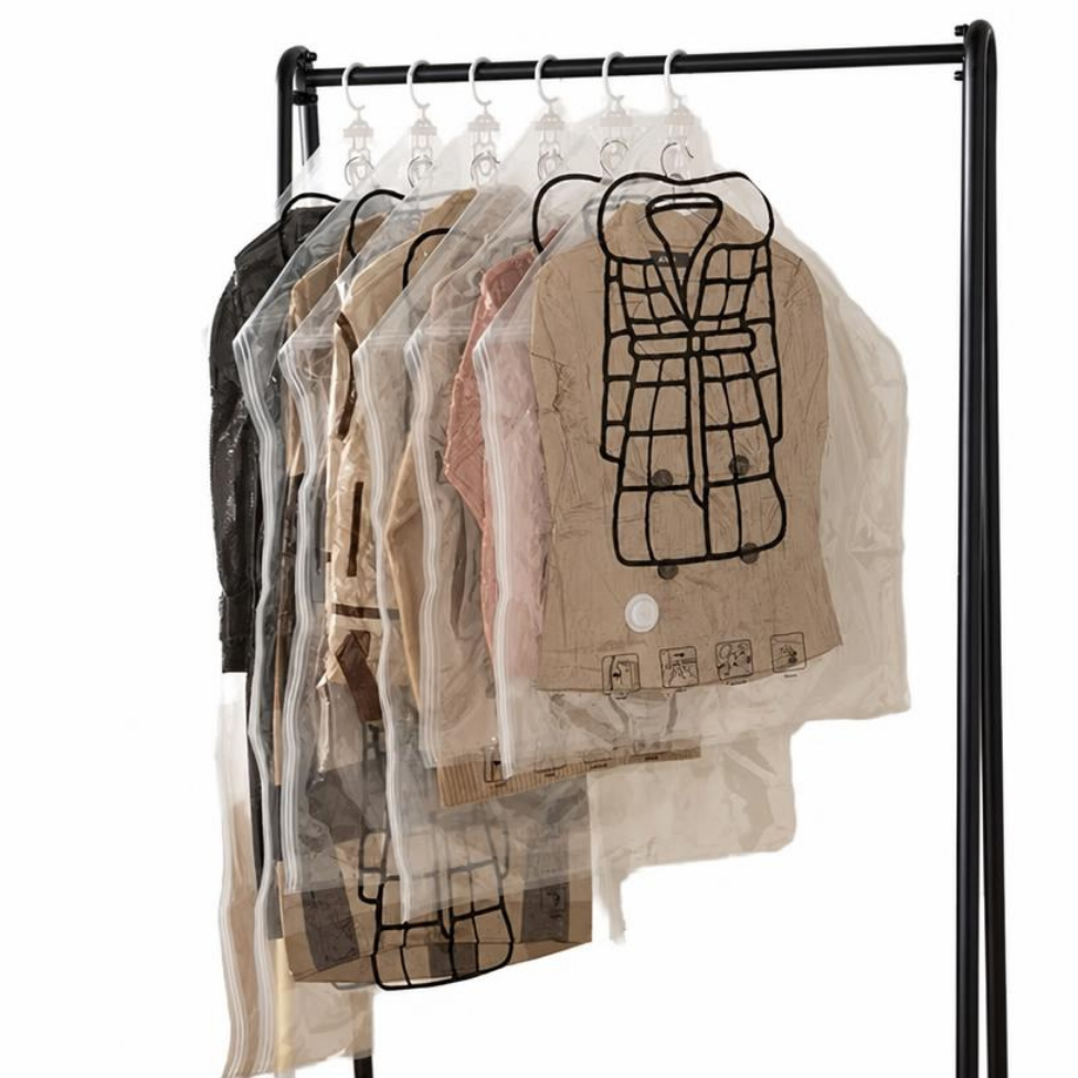 Lot de 3 Sacs de Rangement Sous Vide Suspendu,Sac de Compression pour Vêtements,3 Tailles  pour Costume,avec Pompe – image 2
