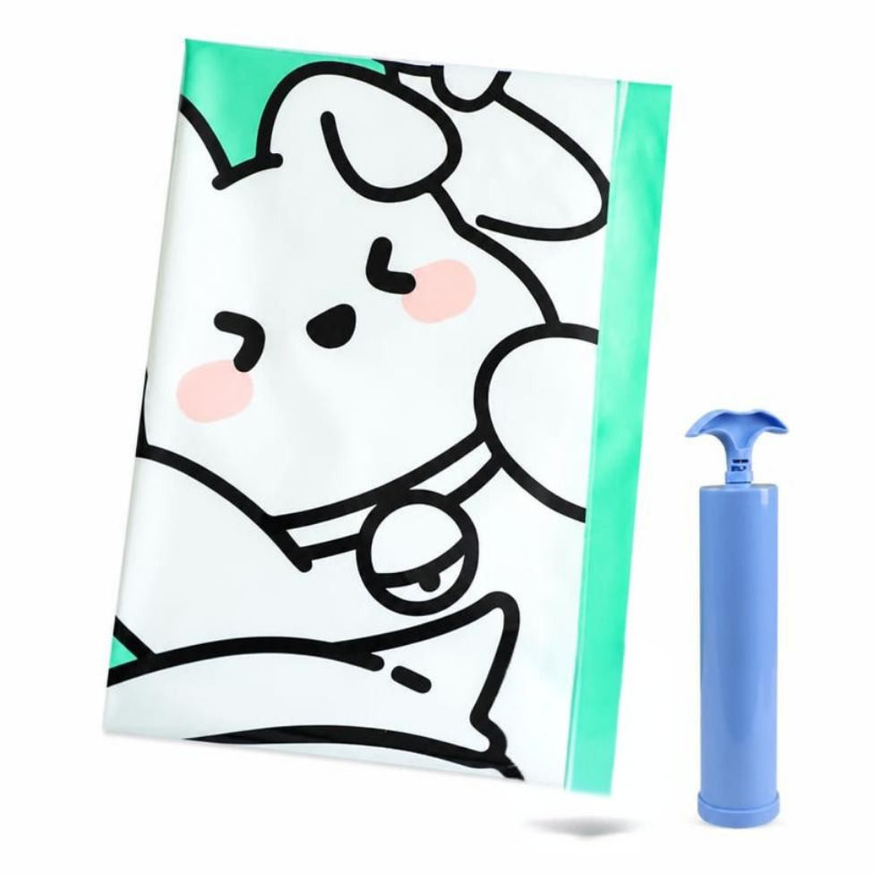 Sac de Rangement Sous Vide à Motif Lapin de Dessin Animé avec Valve, 100 % Matériau Recyclé,avec Pompe – image 5
