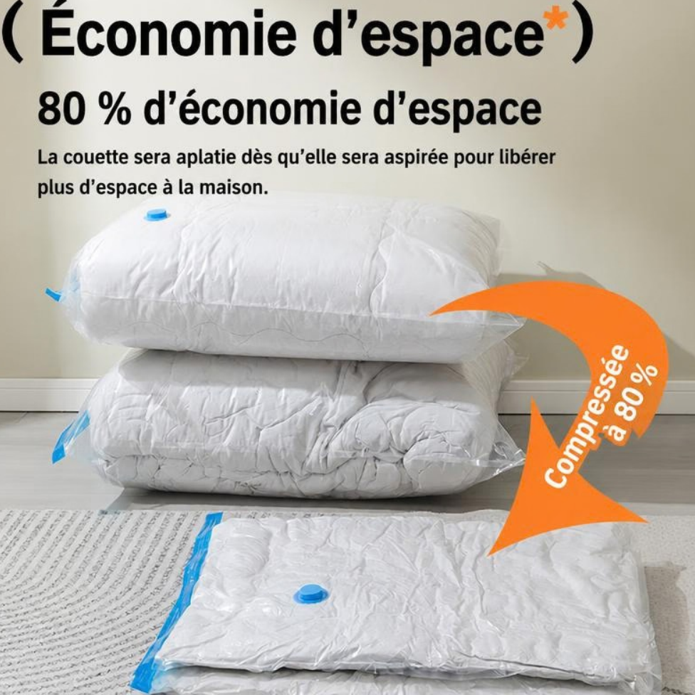 Lot de 3 Sacs de Rangement Sous Vide en PA+PE Écologique, Multifonctionnel, Pliable et Peu Encombrant avec Pompe – image 3