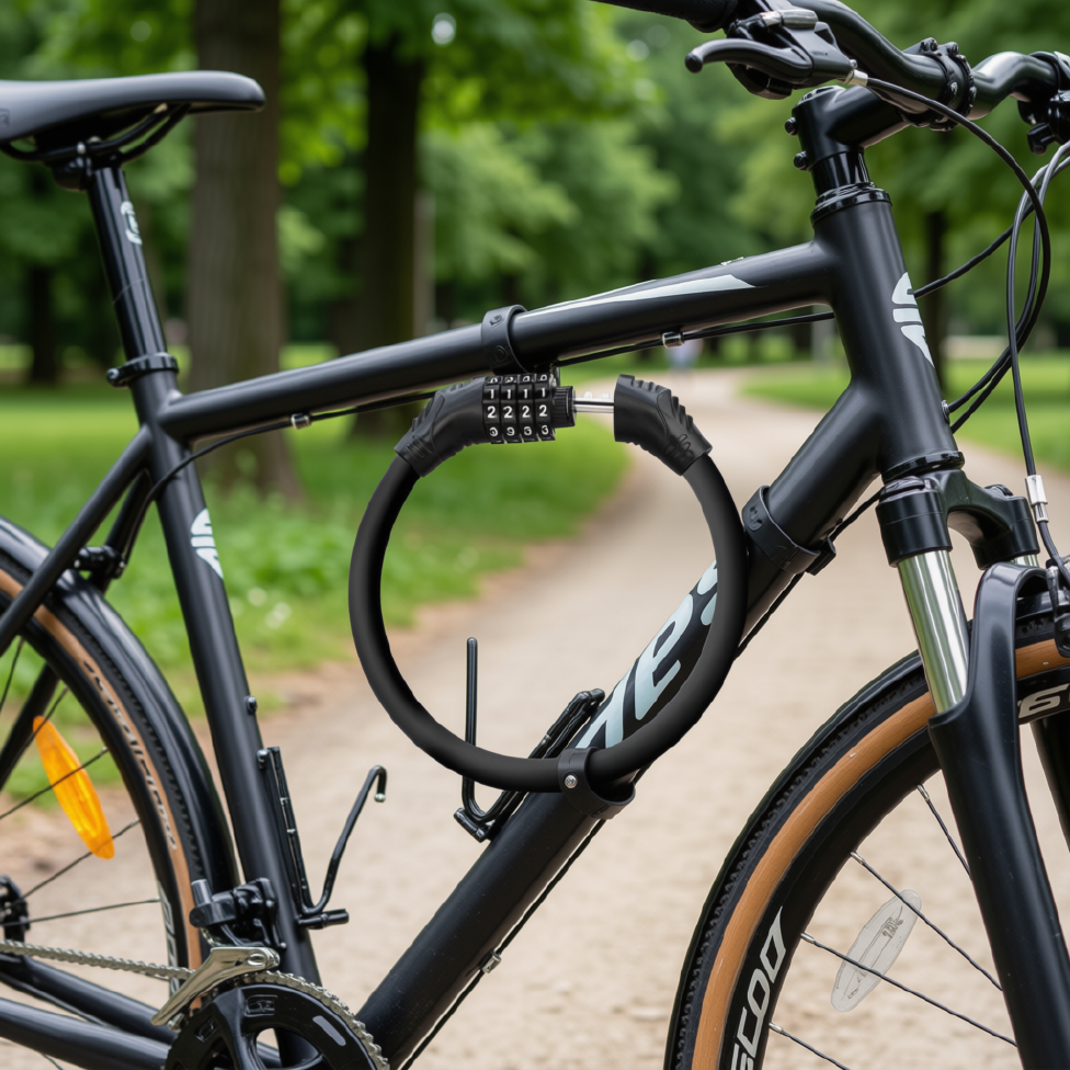 Antivol de Vélo, Câble Robuste Antivol de Vélo, Haute Sécurité, Code à 4 Chiffres, Cadenas à Chaîne à Combinaison pour VTT, Vélo
