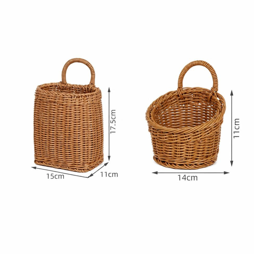 Lot de 2 Paniers Mural Suspendus de 14 cm et 15 cm pour Décoration Intérieure, Accessoires Maison – image 2