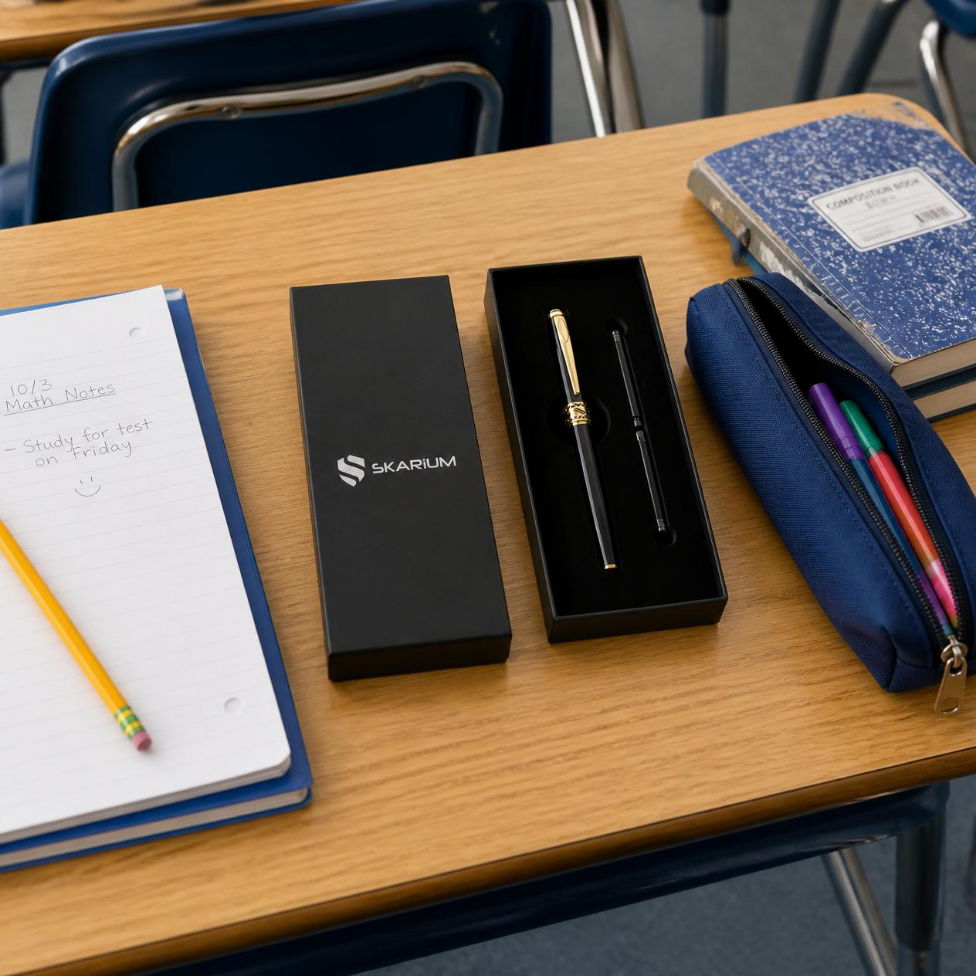 Stylo Plume Noir de Marque Skarium en Métal de Luxe avec Boîte-Cadeau,Stylo d'Affaires – image 3