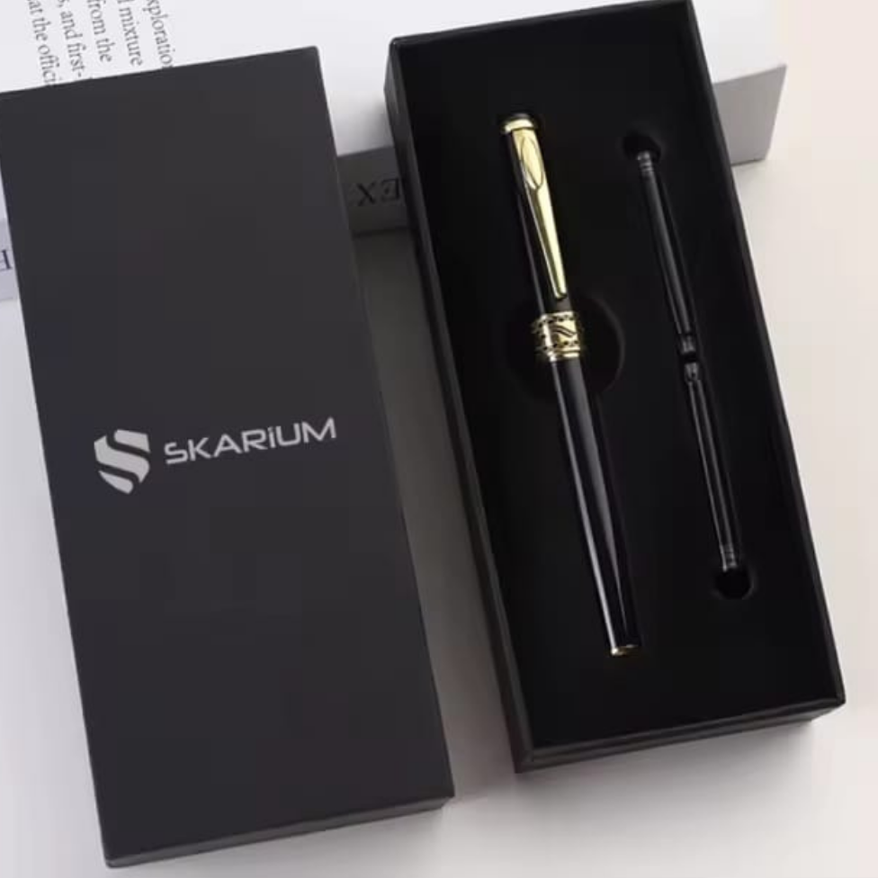 Stylo Plume Noir de Marque Skarium en Métal de Luxe avec Boîte-Cadeau,Stylo d'Affaires – image 4