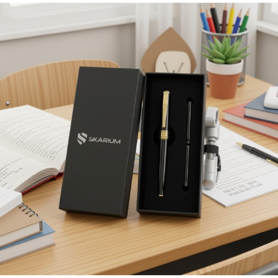 Stylo Plume Noir de Marque Skarium en Métal de Luxe avec Boîte-Cadeau,Stylo d'Affaires – image 5