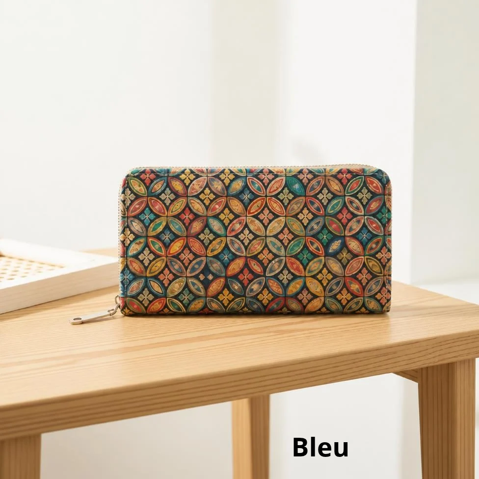 Portefeuille en Liège Écologique avec Fermeture Éclair Longue, Sac pour Téléphone Portable avec Cordon,pour Femme – image 3