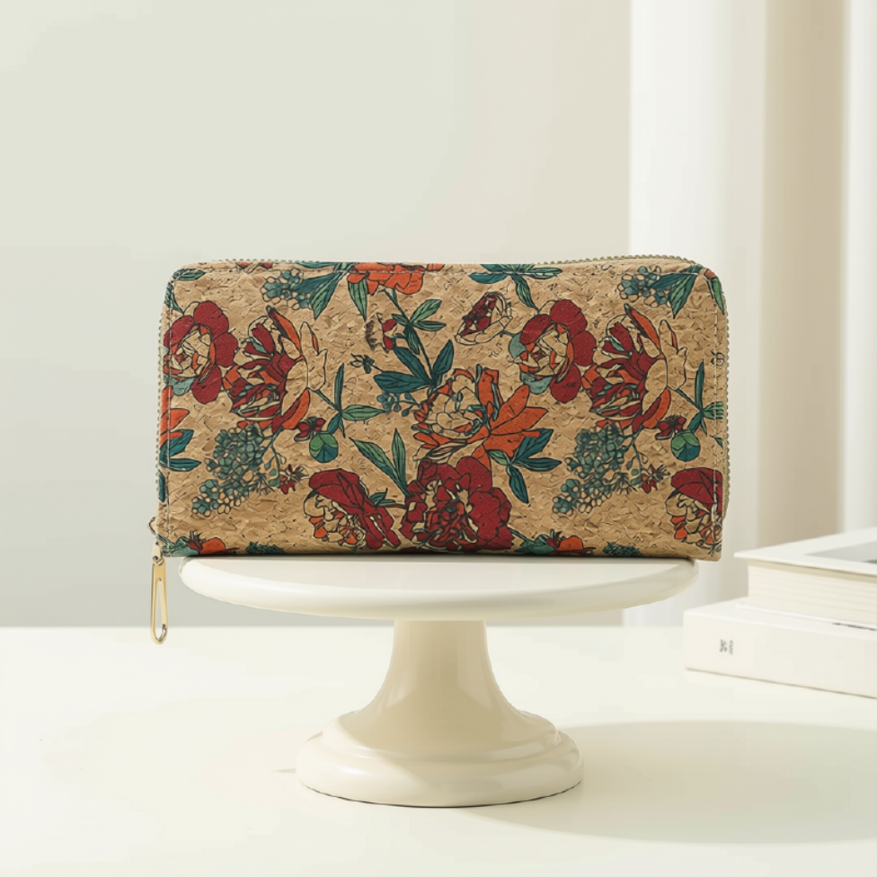 Portefeuille en Liège Écologique avec Fermeture Éclair Longue, Sac pour Téléphone Portable avec Cordon,pour Femme – image 6